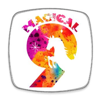 MAGICAL 9. GEBURTSTAG EINHORN - Viereckiger Kühlschrankmagnet - Weiß - Vorne