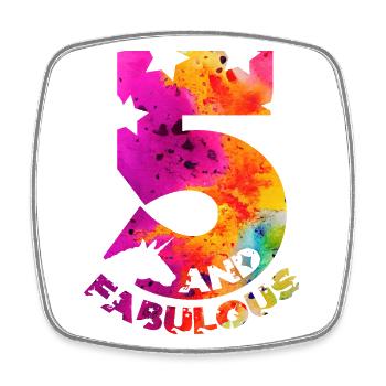 5. GEBURTSTAG EINHORN 5 AND FABULOUS - Viereckiger Kühlschrankmagnet - Weiß - Vorne