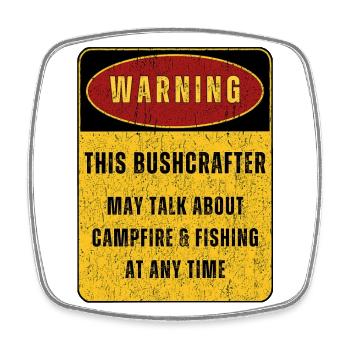 bushcrafter campfire & fishing Outdoor Adventure - Viereckiger Kühlschrankmagnet - Weiß - Vorne