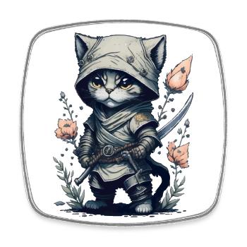 Un combattant invincible : Ninja Cat - Magnet carré - blanc - Devant