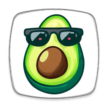 Coole Avocado mit Sonnenbrille Trendiges - Viereckiger Kühlschrankmagnet - Weiß - Vorne