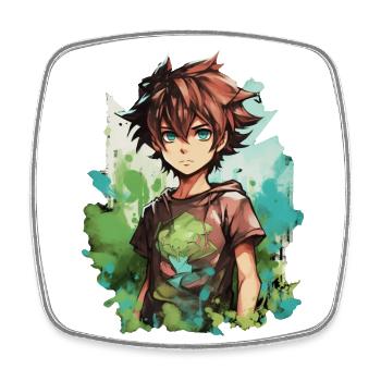Anime Boy - Viereckiger Kühlschrankmagnet - Weiß - Vorne