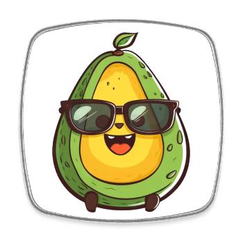 Coole Nerd-Avocado mit Brille - Witziges Design - Viereckiger Kühlschrankmagnet - Weiß - Vorne
