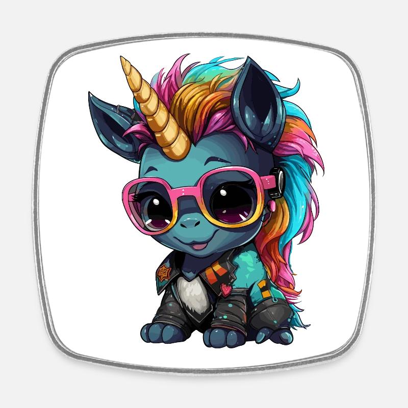 Conception de licorne Punker - Magnet carré - blanc