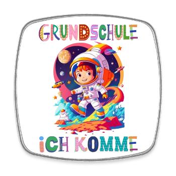Grundschule - Ich komme / Astronaut Junge - Viereckiger Kühlschrankmagnet - Weiß - Vorne