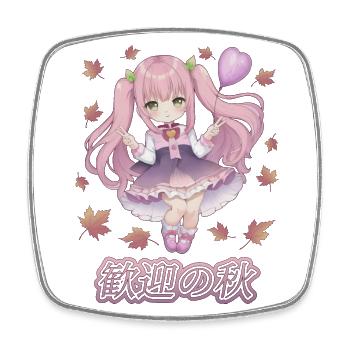 Manga Girl – Willkommen Herbst - Viereckiger Kühlschrankmagnet - Weiß - Vorne