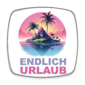 Endlich Urlaub - dunkel - Viereckiger Kühlschrankmagnet - Weiß - Vorne
