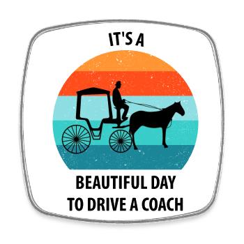 Coachman Carriage Horse-drawn carriage Carriage - Square fridge magnet - white - Front