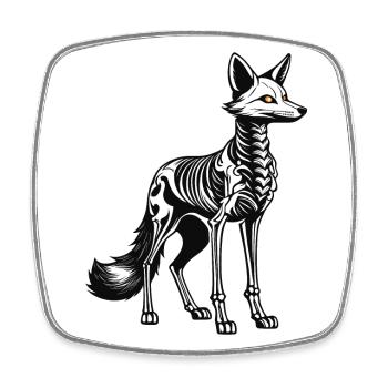 Fuchs Skelett Illustration - Viereckiger Kühlschrankmagnet - Weiß - Vorne