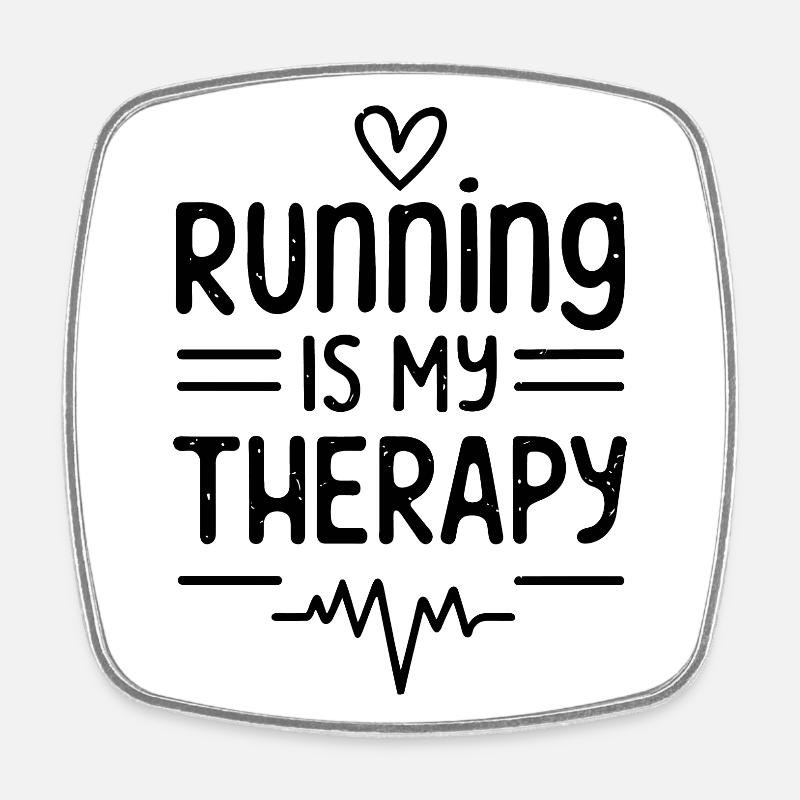 Running is my therapy - Square fridge magnet - white