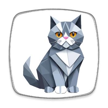 Britisch Kurzhaar Katze Origami - Viereckiger Kühlschrankmagnet - Weiß - Vorne