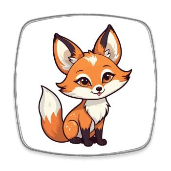 Fuchs Illustration - Viereckiger Kühlschrankmagnet - Weiß - Vorne