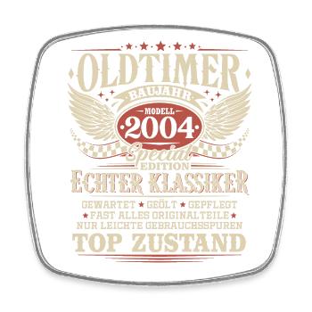 Oldtimer Baujahr 2004 Jahrgang Geburtstag Geschenk - Viereckiger Kühlschrankmagnet - Weiß - Vorne