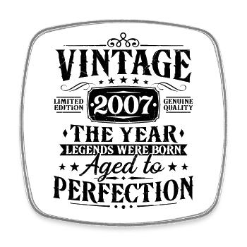 Cadeau d’anniversaire vintage 2007 - Magnet carré - blanc - Devant