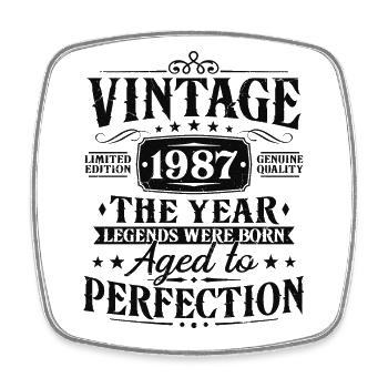 Vintage, 1987, Vintage, Cadeau d’anniversaire - Magnet carré - blanc - Devant