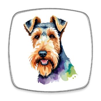 Airedale Terrier Aquarelle - Magnet carré - blanc - Devant