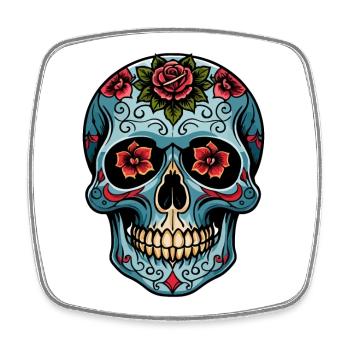 Totenkopf Neo Traditional - Viereckiger Kühlschrankmagnet - Weiß - Vorne