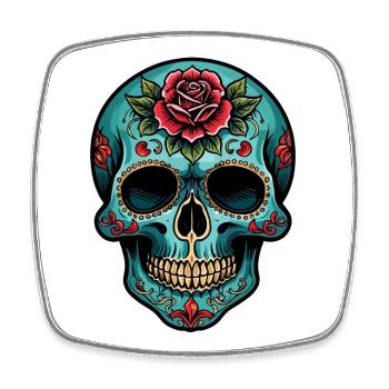 Totenkopf Neo Traditional - Viereckiger Kühlschrankmagnet - Weiß - Vorne