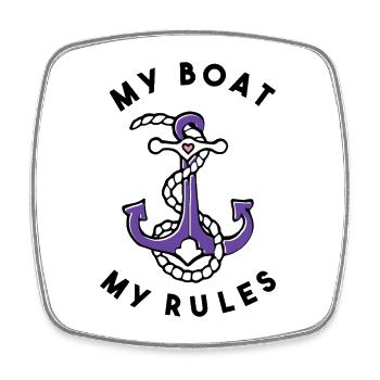 Mein Boot Meine Regeln Anker und Seil - Viereckiger Kühlschrankmagnet - Weiß - Vorne
