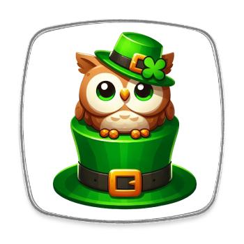 Süße St. Patrick's Day Eule mit Zylinder - Viereckiger Kühlschrankmagnet - Weiß - Vorne