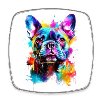 Chien Bouledogue Français Peint - Magnet carré - blanc - Devant