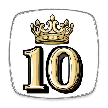 10 Number Crown - Square fridge magnet - white - Front