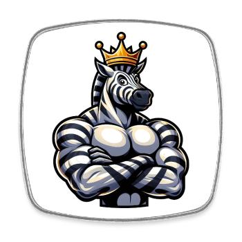 Entraînement de remise en forme Zebra King musclé - Magnet carré - blanc - Devant