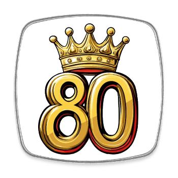 80 Zahl Krone - Viereckiger Kühlschrankmagnet - Weiß - Vorne