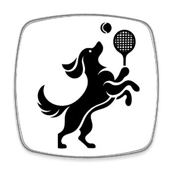 Labrador Hund Tennisbalancier Silhouette - Viereckiger Kühlschrankmagnet - Weiß - Vorne