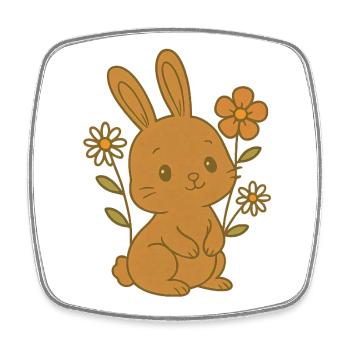 Bunny Bunny Spring Flowers Summer Easter Garden - Square fridge magnet - white - Front