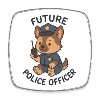 Chien policier mignon – Future Wish Police - Magnet carré - blanc - Devant