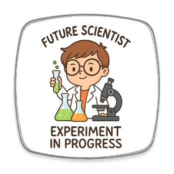 Künftiger Wissenschaftler - Experiment im Gange - Viereckiger Kühlschrankmagnet - Weiß - Vorne