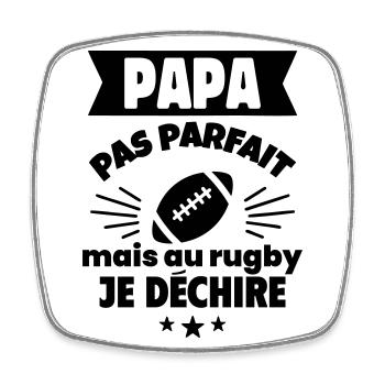 Papa pas parfait, mais au rugby je déchire - Magnet carré - blanc - Devant
