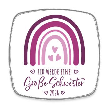 Große Schwester 2026 Regenbogen - Viereckiger Kühlschrankmagnet - Weiß - Vorne