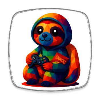 WPAP Polygon Kawaii Style Animal Baby Sloth Hoody - Square fridge magnet - white - Front