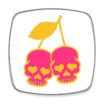 CHERRY SKULL - Square fridge magnet - white - Front