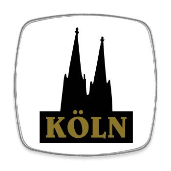Köln Logo mit dem Kölner Dom - Viereckiger Kühlschrankmagnet - Weiß - Vorne