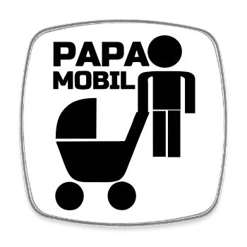 Papa Mobil Vater, Familie, Kind, Geschenk Vatertag - Viereckiger Kühlschrankmagnet - Weiß - Vorne