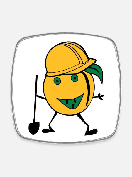 orange construction worker - Square fridge magnet - white