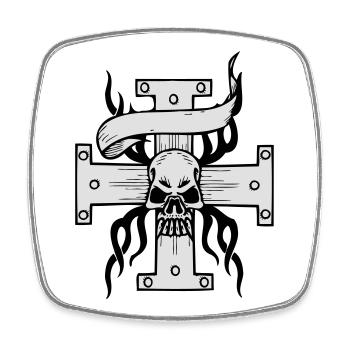 Totenkopf am Kreuz mit Tribal 2 farbig gestaltbar - Square fridge magnet - white - Front