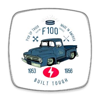 F100 Built Tough - Viereckiger Kühlschrankmagnet - Weiß - Vorne