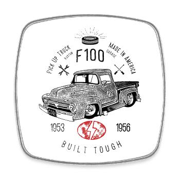 F100 Built Tough, Vintage - Viereckiger Kühlschrankmagnet - Weiß - Vorne