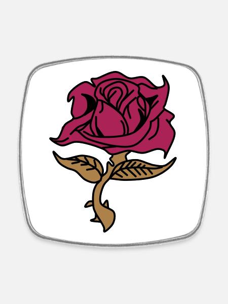 Rose (Blume) - Viereckiger Kühlschrankmagnet - Weiß
