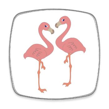 Deux flamants amoureux se regardent - Magnet carré - blanc - Devant