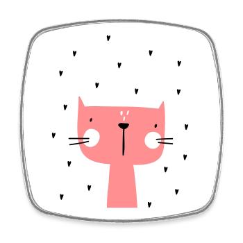 Chat avec des coeurs - Magnet carré - blanc - Devant
