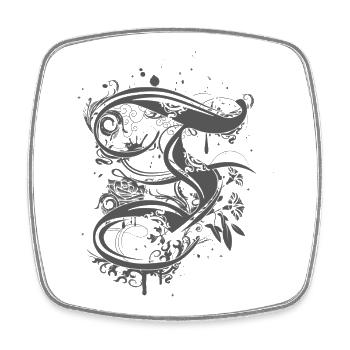 Calligraphy letter F - Square fridge magnet - white - Front
