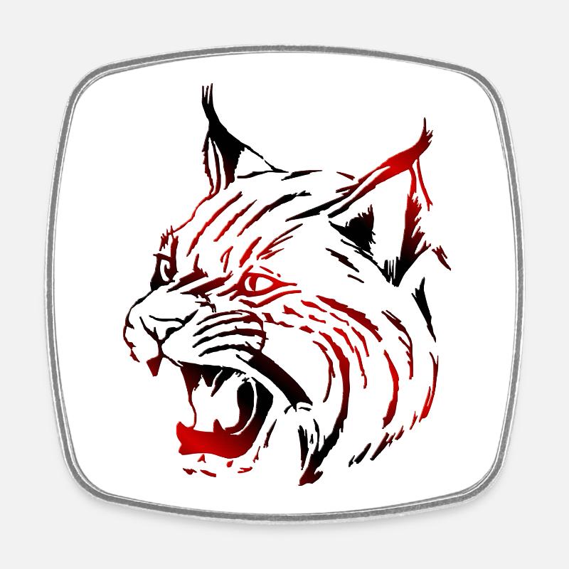 Luchs (03) - Viereckiger Kühlschrankmagnet - Weiß