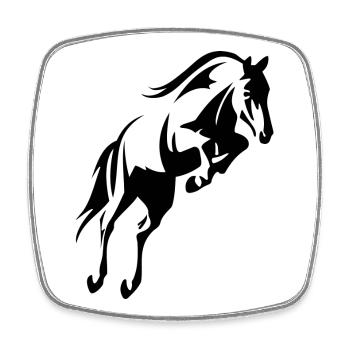 cheval bondissant - Magnet carré - blanc - Devant