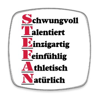 Stefan , Vorname,Namensschild,Name,Fun Shirt (25) - Viereckiger Kühlschrankmagnet - Weiß - Vorne