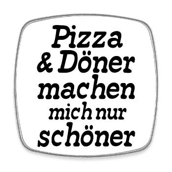 Pizza und Döner Fast Food Fun lustig Geschenk - Viereckiger Kühlschrankmagnet - Weiß - Vorne